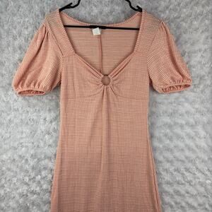 Caution To The Wind Size Medium Summer Dress White And Orange Plaid